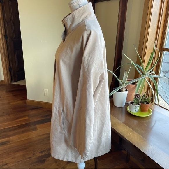 Eileen Fisher Organic Cotton Hemp Stand Collar Chore Jacket in Khaki - Picture 3 of 12